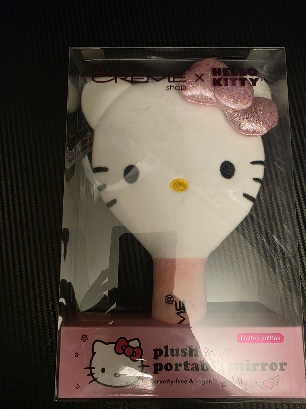 Hello Kitty Plush Hand Mirror - White, Pink & Yellow Accents